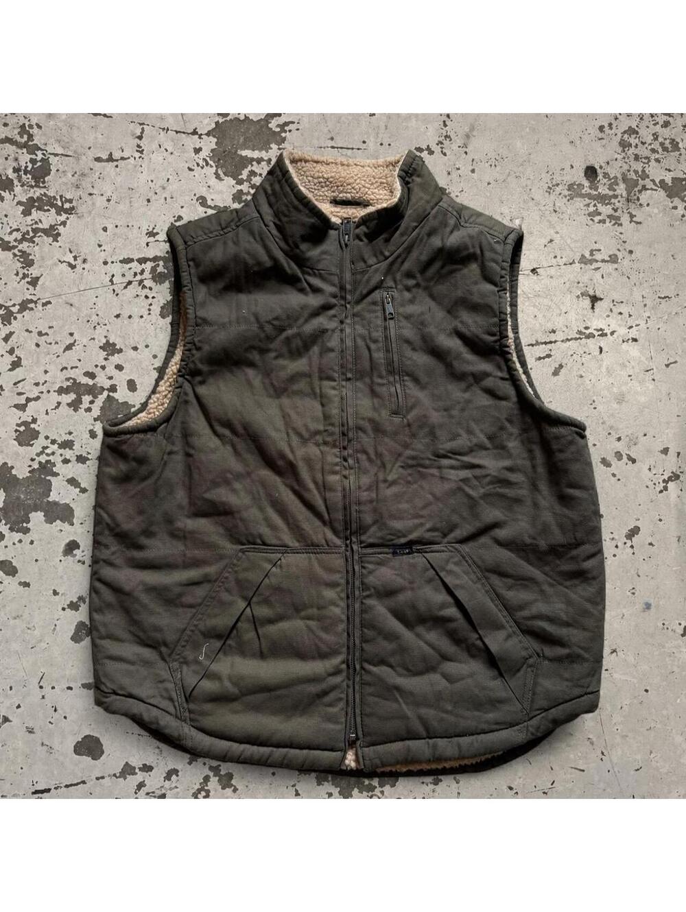 Mens Vintage Lee Sherpa Lined Quilted Vest Size L